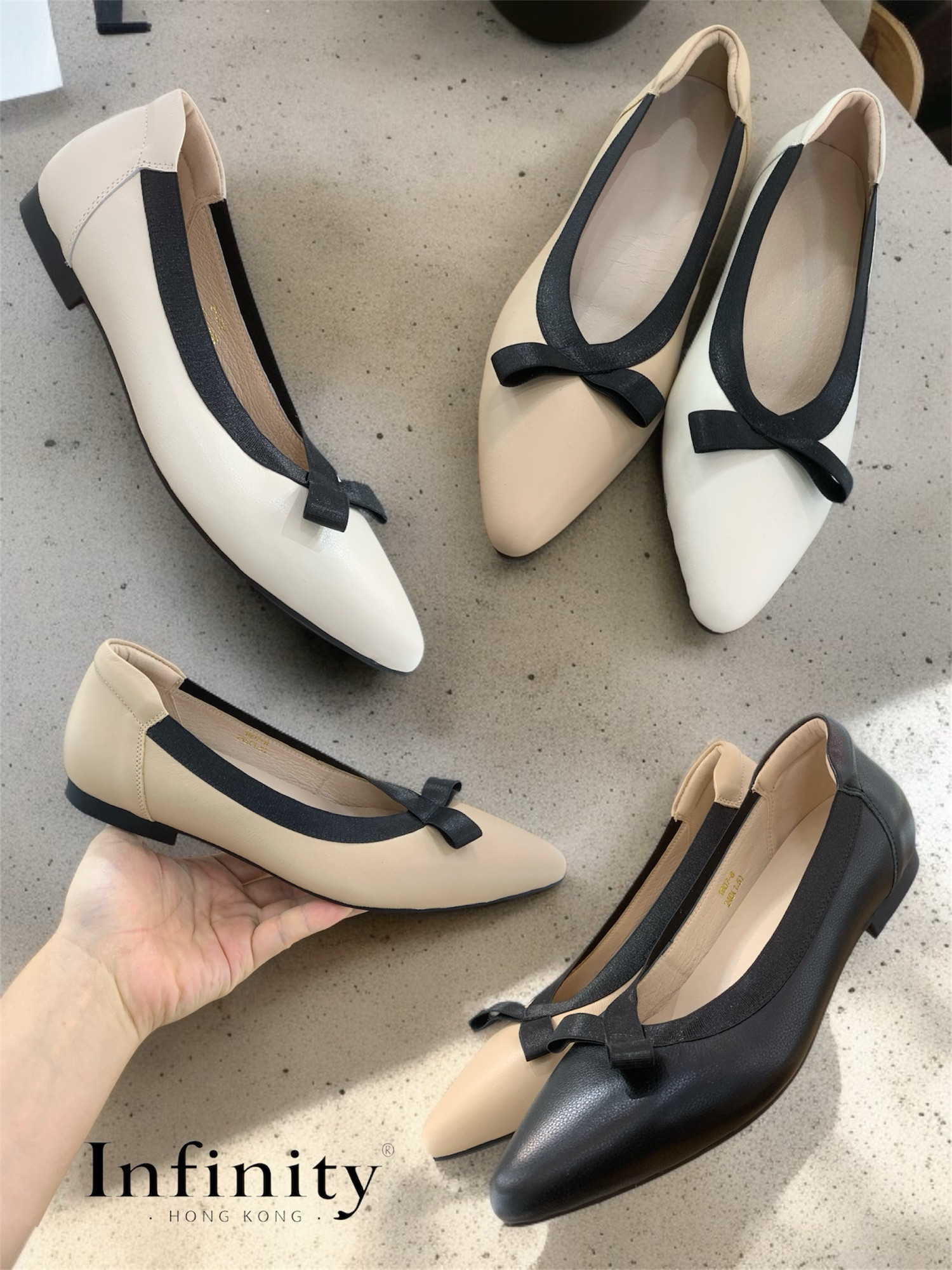 包邊蝴蝶結內踭鞋