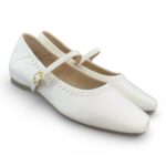 閃面方頭幼帶鞋