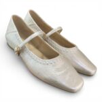 閃面方頭幼帶鞋