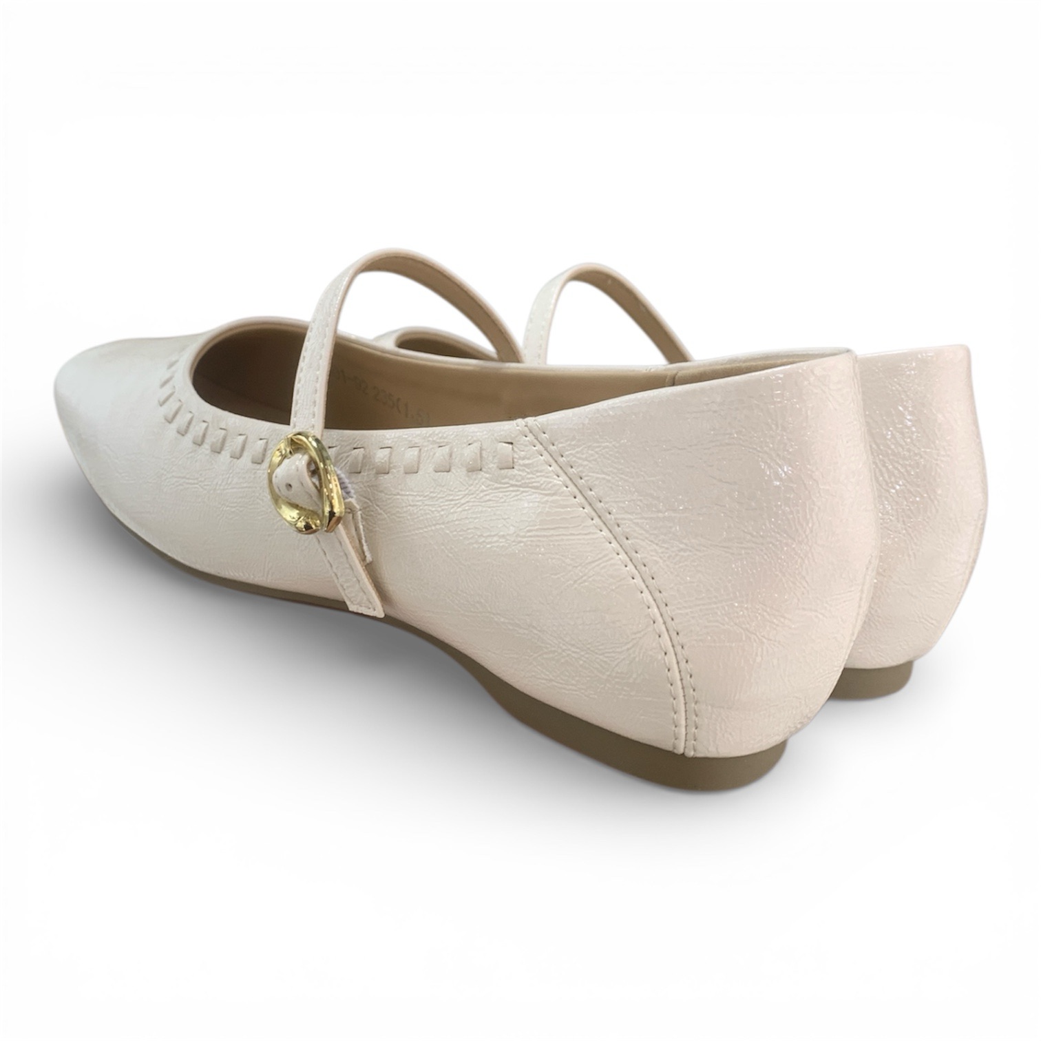 閃面方頭幼帶鞋