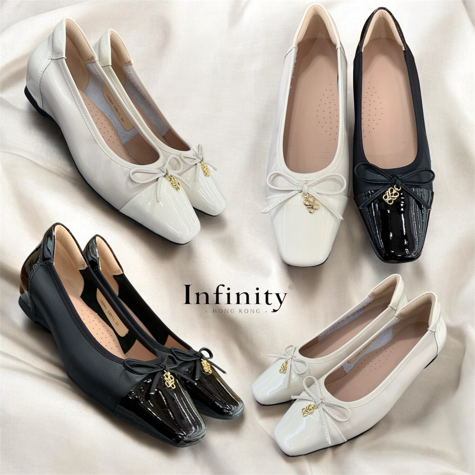 拼料蝴蝶結暗踭鞋